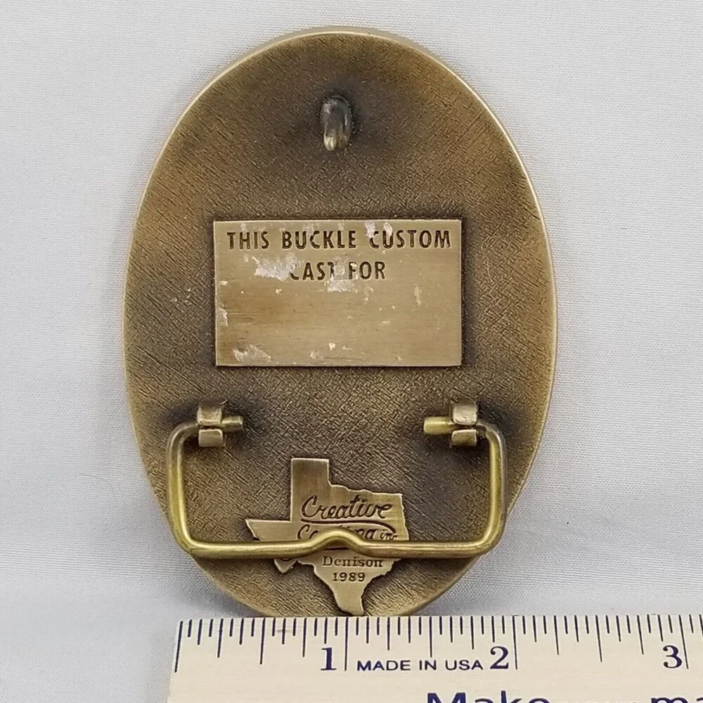 Belt Buckle Brass 1989 Underground Overhead Metering School Garden City‎ Kansas